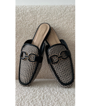 Black wicker moccasins