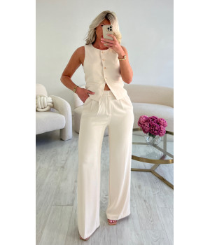 Pantalon fluide évasé creamy