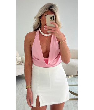 Top bénitier rose dos nu