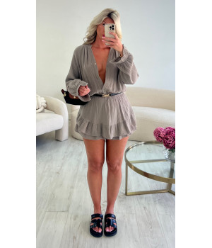 Combishort gaz de coton mocca