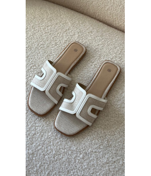 H white linen slides