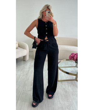Pantalon fluide évasé noir