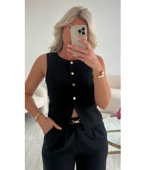 Top boléro noir détails dorés