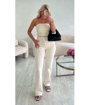 Beige bustier jeans top