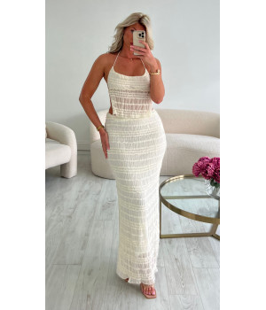 Creamy textured long skirt set