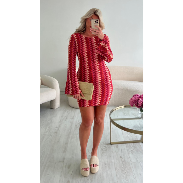 Robe crochet orange rose