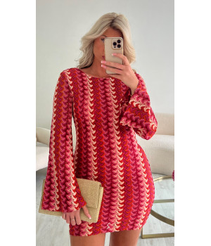 Robe crochet orange rose