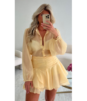 Yellow shirt skirt shorts set