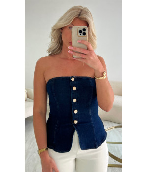 Raw bustier top with gold...