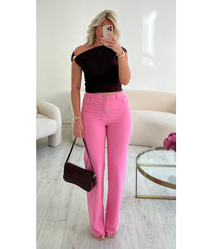 Jeans rose extra long évasé...