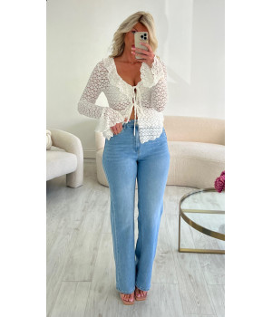 White embroidery ruffle top
