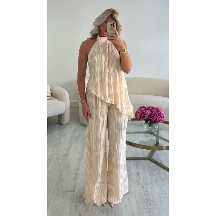 Ensemble pantalon plissée ivoire