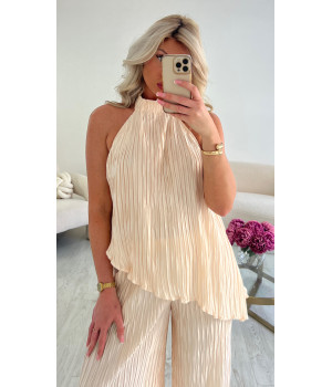 Ensemble pantalon plissée ivoire
