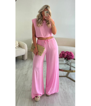 Pink viscose trouser suit