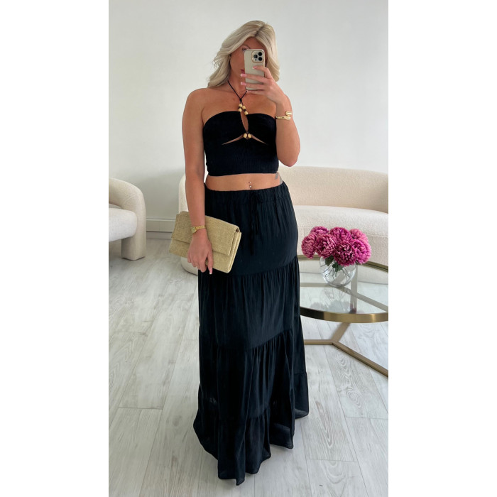 Top bijoux noir