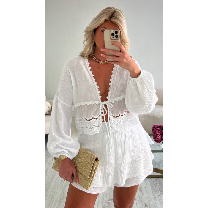 Blouse gaz de coton blanche