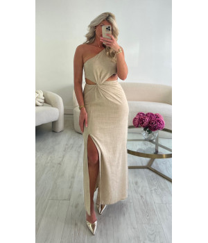 Robe lin beige ajourée