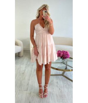 Robe coton fluide rose poudré