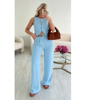 Flared fluid pants blue