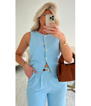 Blue bolero top with gold...
