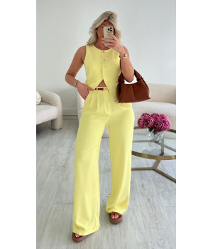 Pantalon fluide évasé citron