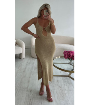 Gold mesh dress with ring