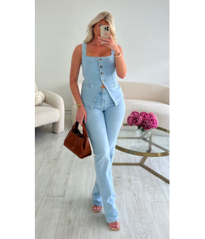 Jeans bleu droit extra long...