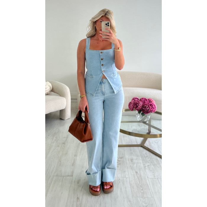 Jeans ourlets bleu clair