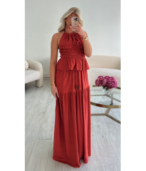 Terracotta linen skirt and...