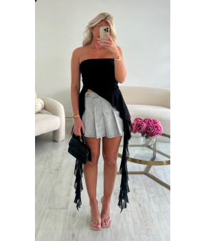 Top bustier tulle noir