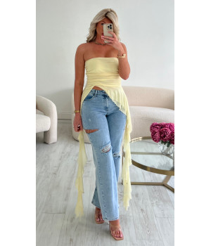 Yellow tulle bustier top
