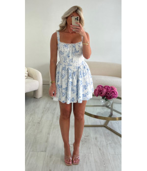 Robe corset fleurie bleue