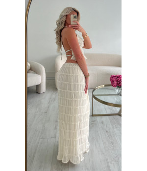Creamy textured long skirt