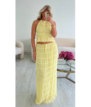 Yellow textured backless top