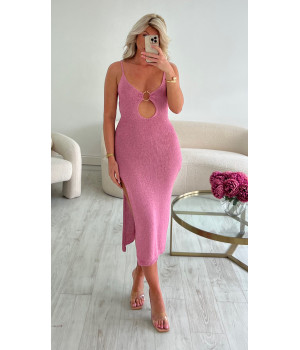 Pink mesh dress with ring