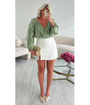 Chemise coton mousseline kaki