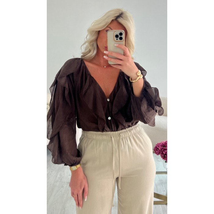 Chemise coton marron