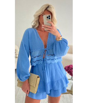Blue cotton gas skirt shorts
