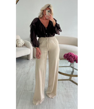 Pantalon lin extra long beige