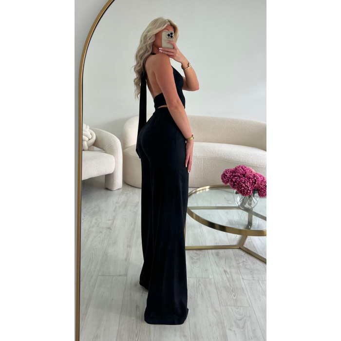 Pantalon lin extra long noir