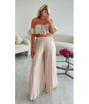 Champagne pleated bustier...