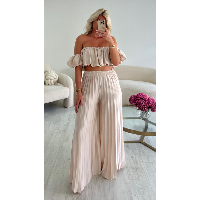 Ensemble pantalon bustier plissée