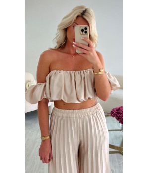 Ensemble pantalon bustier plissée
