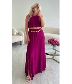 Ensemble jupe longue prune