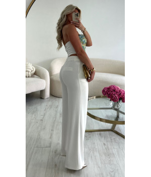 Top bustier fleurs vertes
