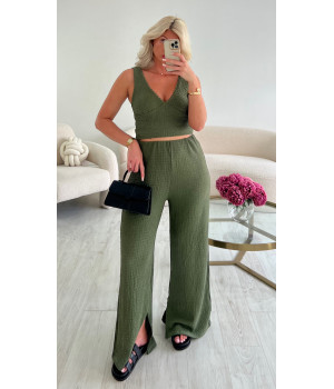 Ensemble pantalon côtelé kaki