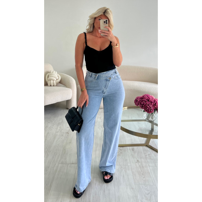 Jeans asymétrie bleu