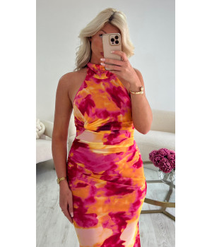 robe dos nu orange rose