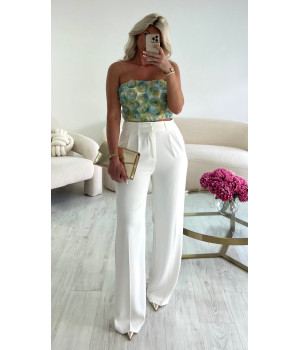 Pantalon fluide évasé white