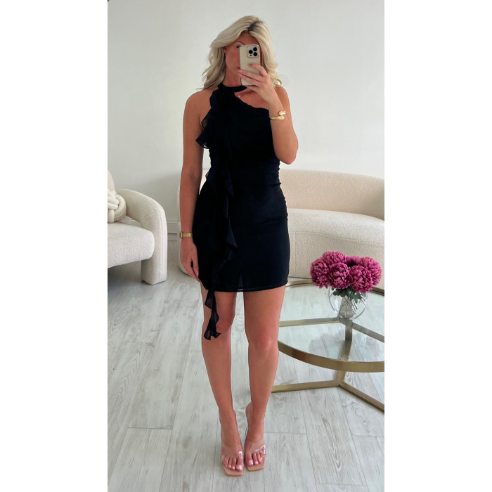 robe mesh fleurs noire